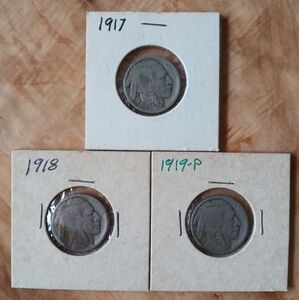 1917, 1918, 1919 Buffalo Nickels